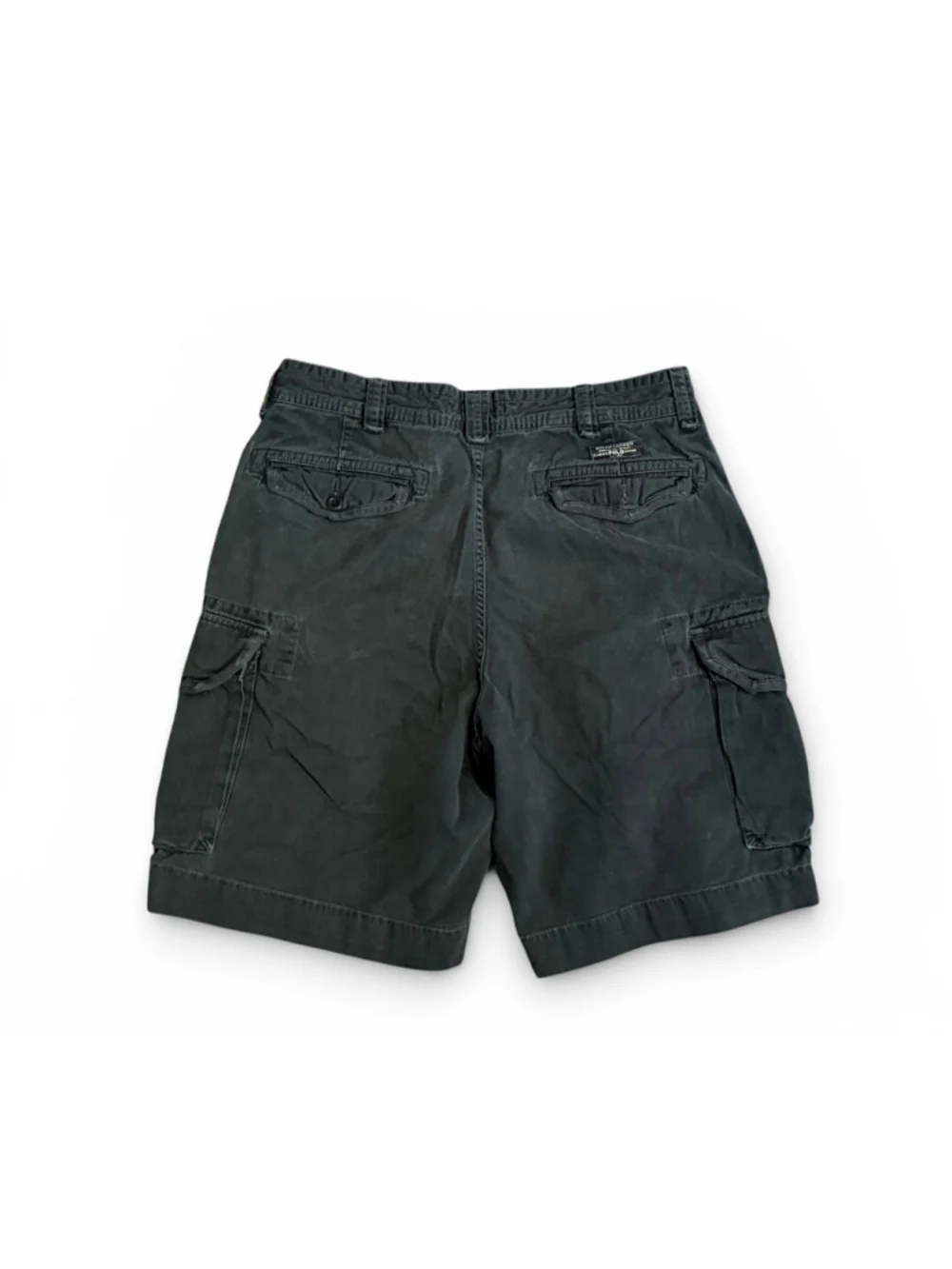 Vintage Y2K Polo Ralph Lauren Mens Cargo Shorts 36 Black Cotton Baggy